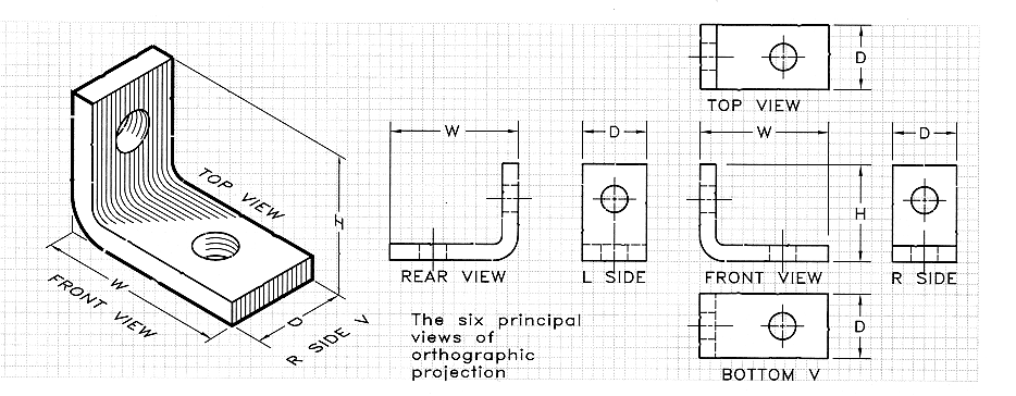 orthographic drawing with dimension